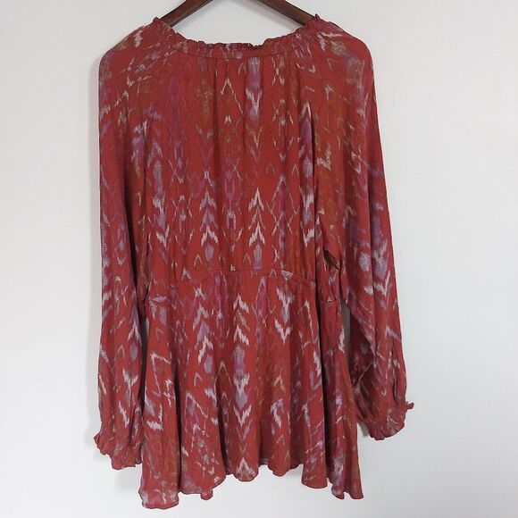 Torrid Crepe Tie Waist Peasant Blouse Ruffled Tie Collar Size 2XL - Picture 7 of 9